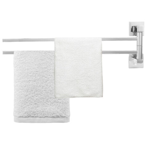Porte-serviettes mural rotatif 180° en acier inoxydable à 2 barres pour salle de bain (1/4)