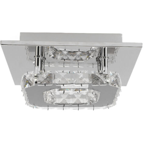 Plafonnier LED carré décoratif moderne effet faux cristal, 3 couleurs de lumière, mini lustre pour salon et couloir, 85-265V (1/5)