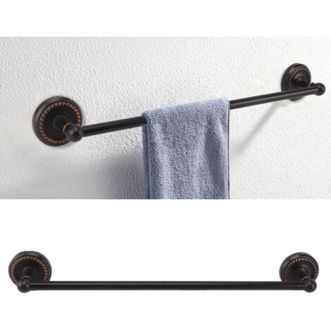 Barre porte-serviettes simple style européen en cuivre noir pour salle de bain (1/5)