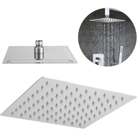 Tête de douche carrée moderne en inox effet pluie pour salle de bain (1/5)