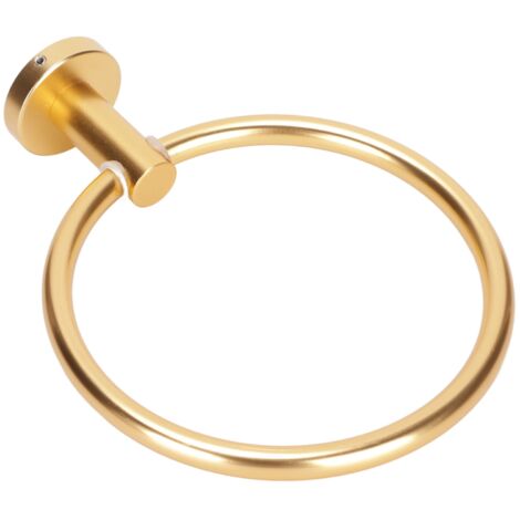 Anneau porte-serviettes rond moderne en aluminium spatial doré pour salle de bain, balcon et hôtel (1/4)