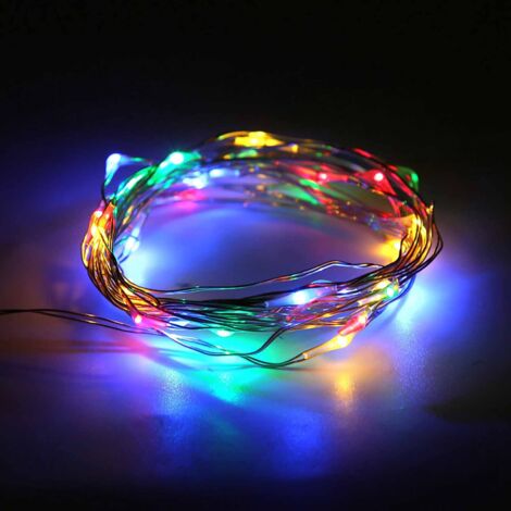 Guirlande lumineuse LED fil de cuivre 2 m étanche DIY pour maison cour jardin fête Multicolore (1/5)