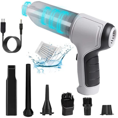 Aspirateur voiture sans fil gris à main puissant double usage pour maison (1/5)