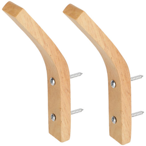 Lot de 2 crochets muraux en bois porte-manteau porte-serviettes support pour clés (1/5)