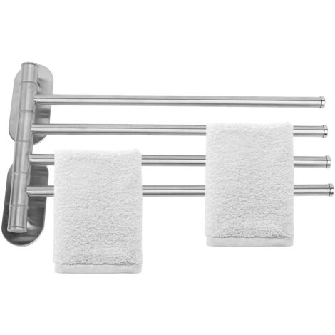 Porte-serviettes mural pivotant à 4 bras en acier inoxydable 304 pour salle de bain (1/5)