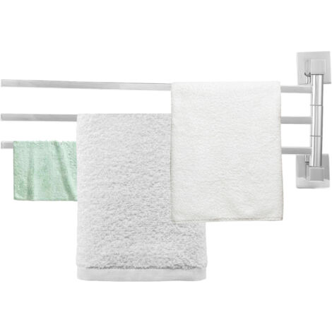 Porte-serviettes mural rotatif 180° en acier inoxydable à 3 barres pour salle de bain (1/4)