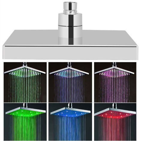 Tête de douche carrée 8" avec LED 7 couleurs pour ambiance romantique (1/5)