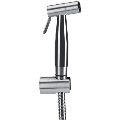 Kit de douchette bidet portable 3 pièces en acier inoxydable — Avec flexible et support — Pour WC et salle de bain (G1/2") (1/5)