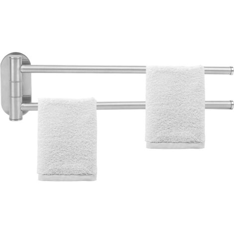 Porte-serviettes mural pivotant à 2 bras en acier inoxydable 304 pour salle de bain (1/5)
