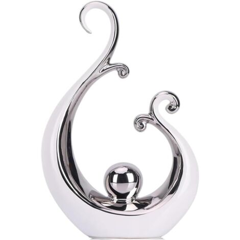Statue en Céramique Moderne Argent Blanc, Décoration Intérieur, Chambre, Meuble TV, Table Basse, Pièce Maîtresse Esthétique, Petit (1/5)