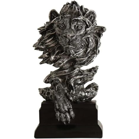 Figurine tête de Lion en résine, Statue de Lion décorative, Animal, Bureau & Maison, Argenté (1/5)