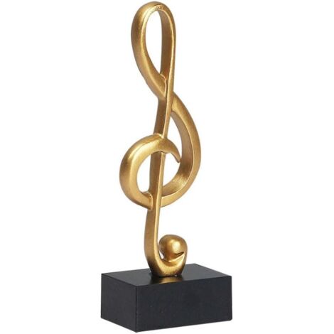 Statue de musique en résine, clé de sol, piano, figurine décorative, or, cadeau pour musicien, décoration de table, art, sculpture musicale (1/5)