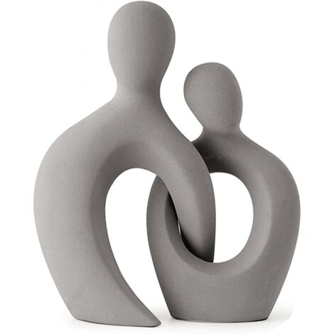 Sculpture d'amour en céramique grise, décoration intérieure moderne, statue abstraite pour salon, bureau, chambre, 120 cm (1/5)