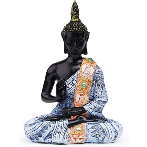 Statue de Bouddha en résine noire et bleue, décoration intérieure zen, symbole de paix et d'harmonie, idéal pour maison et salon (1/5)