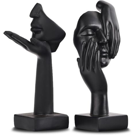 Lot de 2 statues noires femme décoration intérieure bureau moderne collection (1/5)