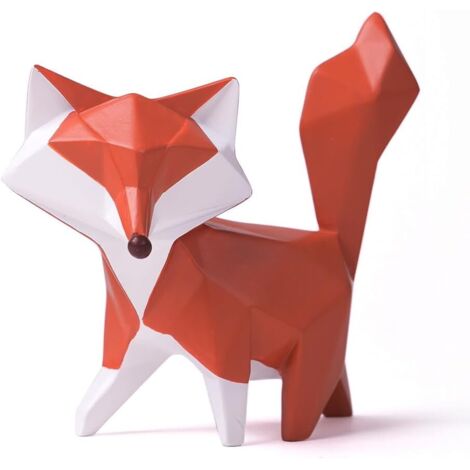 Statue Renard Décorative en Résine, Figurine Animale Moderne, Cadeau Maison, 10cm Rouge