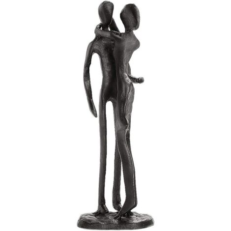 Statuette Couple en Fer, Sculpture Amour, Décoration Maison/Bureau, Sauter au Cou, Art Romantique, Cadeau Original (1/5)