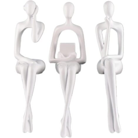 Statue Philosophe Assise Blanche en Résine - Décoration Minimaliste pour Maison, Bureau, Salon, Étagère (A) (1/5)