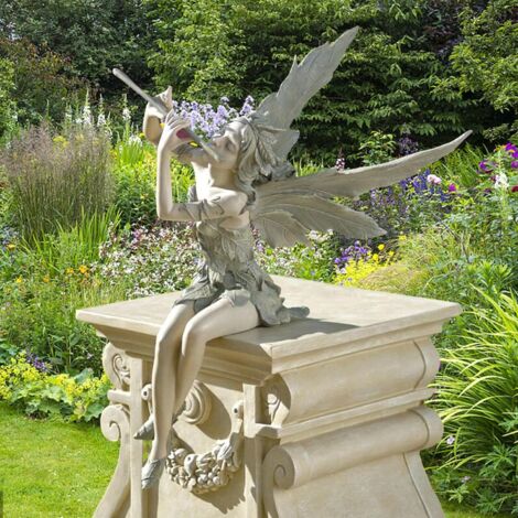Fée Magique Décoration de Jardin, Figurines Elfes Assis en Résine, Mangeoire à Oiseaux, Ornement Paysager Intérieur/Extérieur, Artisanat