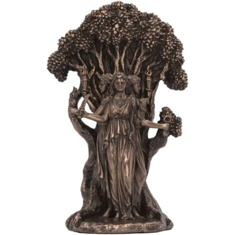 Hécate Bronze Statue, 18.5cm, Triple Moon Goddess, Hekate Sculpture, Mythology Decor, Spiritual Gift, Home Ornament