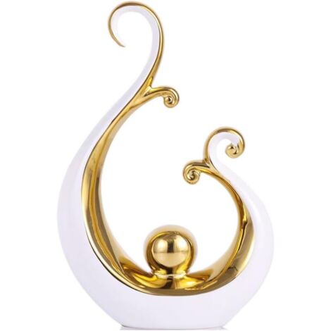 Statue en Céramique Moderne Or Blanc, Décoration d'Intérieur, Pièce Maîtresse pour Chambre, Meuble TV, Table Basse, Étagère, Décoration Esthétique (1/5)