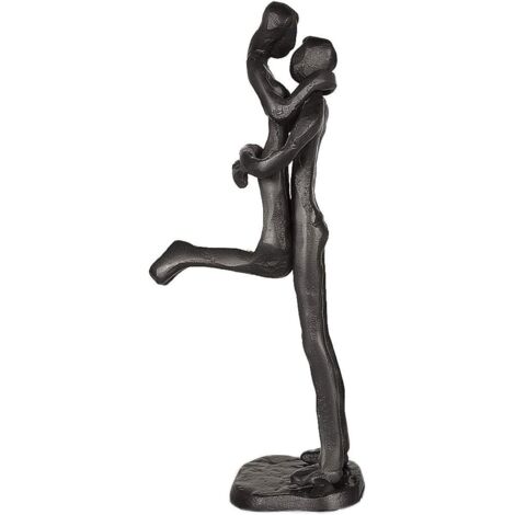Statuette Couple en Fer, Sculpture Amour Passionné, Décoration Maison & Bureau, Sauter et S'embrasser, Idée Cadeau Romantique (1/5)