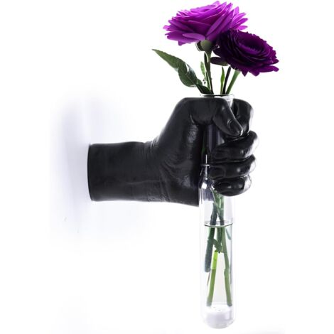 Vase noir main sculpture murale déco funky, art gothique pour chambre, macetas, tubes à fleurs, tubes à essai pour plantes (1/5)