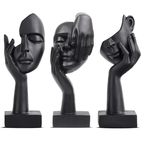 Sculpture Abstraite Moderne pour Décoration Intérieure, Statuette Noir, Décoration Maison, Salon, Bureau, Statue Design Élégante