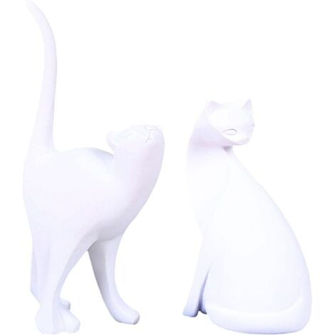 Statue Décoration Intérieure Chaton Abstrait en Résine, Sculpture Animale Moderne, Accessoire Décoratif Cadeau Amoureux Blanc (1/5)