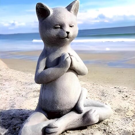 Statue Bouddha Bulldog, Figurine Chat Yoga Méditation Zen Résine Décoration Jardin Extérieur Intérieur