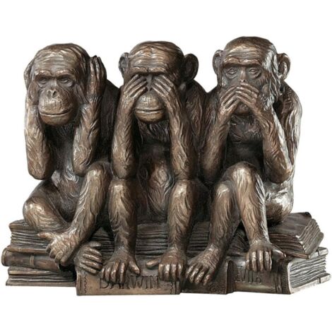 Statue d'Animal Singes Maléfiques, 17.75 cm, Polyrésine Bronze, Figurine des Trois Vérités de l'Homme, Décoration Intérieure (1/5)