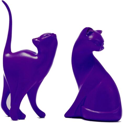 Statue Décoration Intérieure Chaton Abstrait en Résine Violet, Sculpture Animale Moderne, Accessoires Décoratifs, Cadeau Amoureux Chats (1/5)