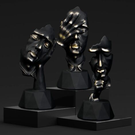 Set de sculptures décoratives modernes en noir, statues et figurines design pour intérieur, décoration élégante et tendance (1/5)