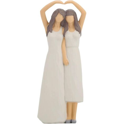 Figurines de ma sœur "Dure pour Toujours" - Cadeau peint à la main, décoration chambre, salon, bibliothèque, table de chevet, crème (1/5)