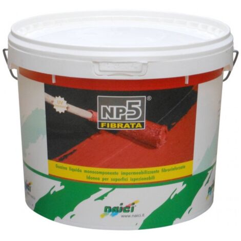 GUAINA LIQUIDA NAICI NP5 FIBRATA IMPERMEABILIZZANTE PER TERRAZZI Bianca 5 KG