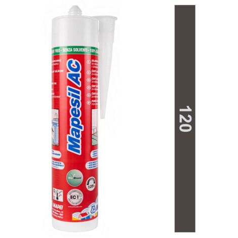 Silicone acetico giunture fughe colorato resistente muffa 310 ml mapesil ac colore- nero - 120 - confezione 1