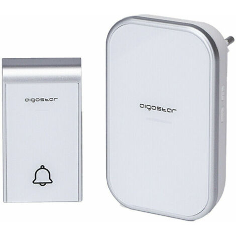 CAMPANELLO SENZA FILI WIRELESS DIGITALE IP44 PORTE CASA UFFICIO AIGOSTAR BIANCO/SILVER 7933
