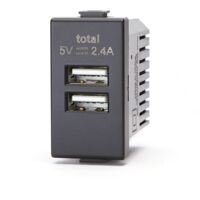 Presa USB a 2 posti nera compatibile anche con BTicino Matix