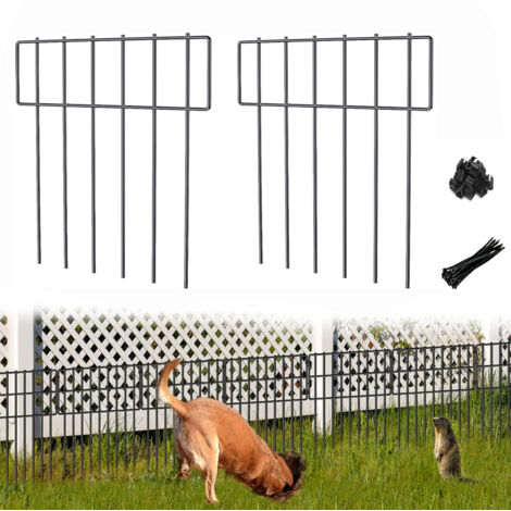 Lot de 10 barrières anti-animaux – Clôture décorative de jardin en fil métallique antirouille avec piquets, 43 cm de hauteur × 3,1 m de longueur