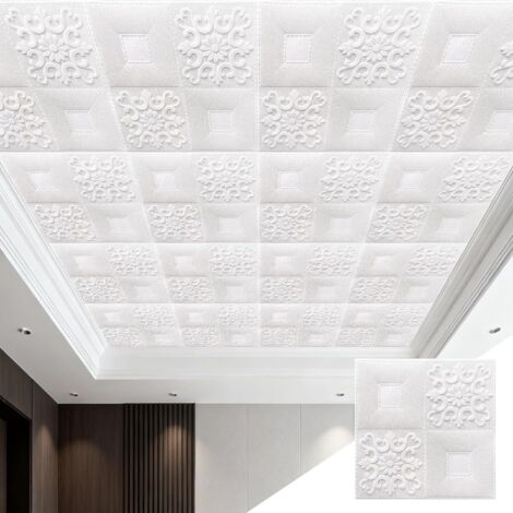 Lot de 20 autocollants de plafond en mousse auto-adhésive, anti-choc, faciles à découper et nettoyer, 35x35 cm (1/5)