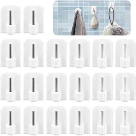 Lot de 20 crochets autocollants pour tringle à rideau – Sans perçage, blanc (1/5)