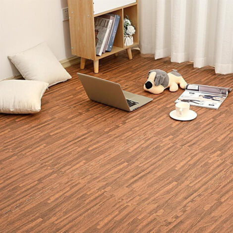 Lot de 24 dalles de sol imitation bois – Tapis de sol en mousse EVA emboîtables, épaisseur 1 cm, avec bordures, tapis de protection et d’exercice pour maison, salle de jeux et sous-sol