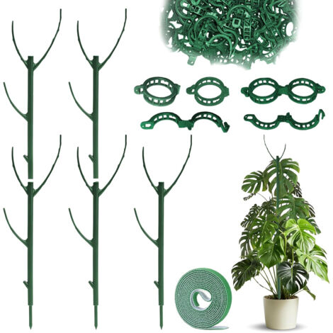 Lot de 5 tuteurs pour plantes réglables – Supports d’escalade empilables avec attaches, idéals pour Monstera et plantes grimpantes, intérieur et extérieur (1/5)
