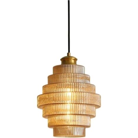 Luminaire Suspension Lustre en Verre Style Français – Abat-Jour Rétro, Douille E27 pour Cafés et Hôtels (Ampoules Non Incluses) (1/5)