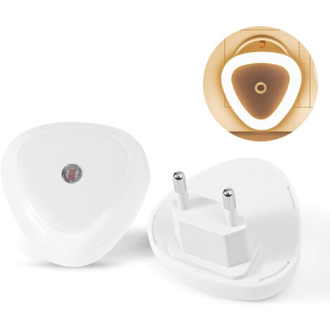 Lot de 2 Veilleuses LED à Brancher sur Prise avec Capteur Crépusculaire – Lumière Blanc Chaud pour Chambre, Salle de Bain et Couloir (1/5)