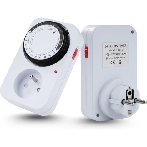 Lot de 2 Interrupteurs Minuterie Mécaniques 24h – Prises Programmables pour Maison et Bureau (1/5)