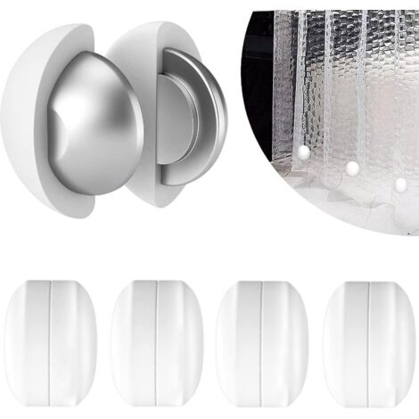 Lot de 4 Paires Poids pour Rideau de Douche Magnétiques – Aimants Puissants Silicone, Antirouille, Sans Bruit, Rideau et Fenêtre (1/5)