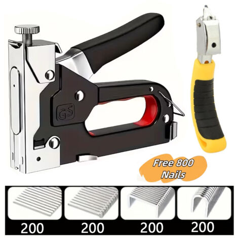 Agrafeuse Manuelle 4-en-1 avec 800 Agrafes et Arrache-Agrafes – Outil pour Bricolage, Artisanat et Décoration (1/5)