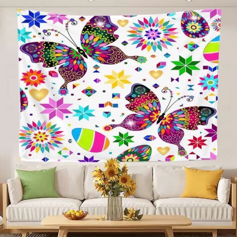 Tapisserie murale style rétro, couverture de plage à séchage rapide pour chambre ou salon 200x150cm (1/5)