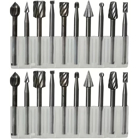 20 Pièces Fraises Rotatives en Acier – Ensemble Compact pour Travail du Bois, Sculpture, Polissage et Meulage, Outils de Gravure et Meule Professionnels (1/5)